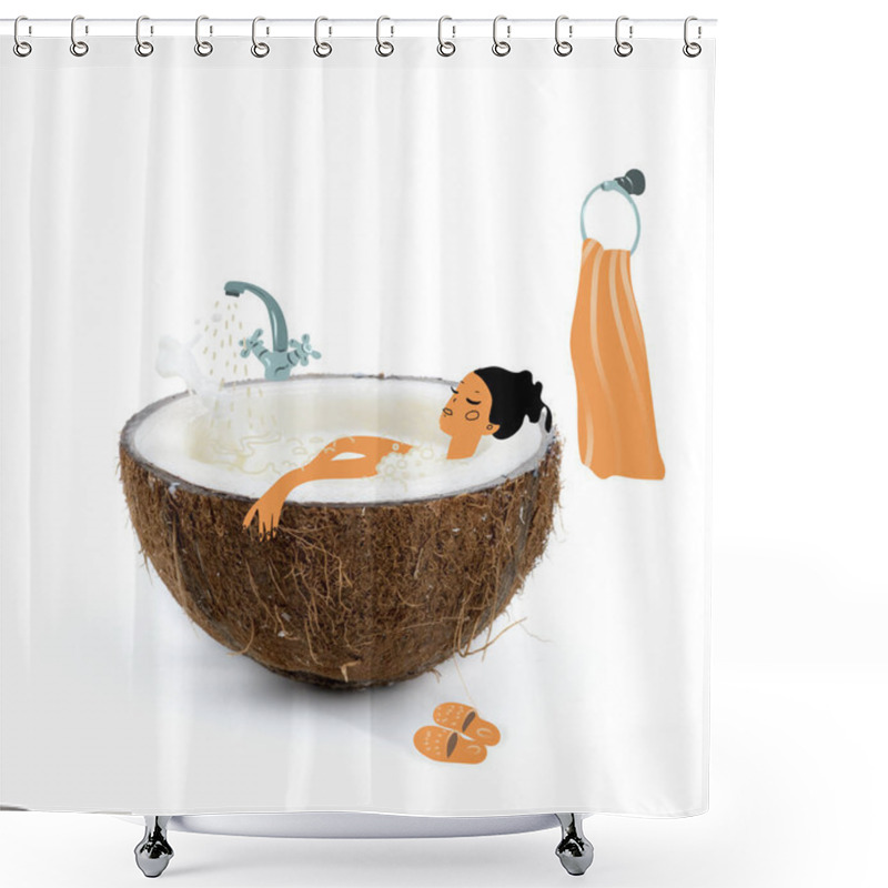 Personality  Ripe Tropical Coconut With Milk Shower Curtains