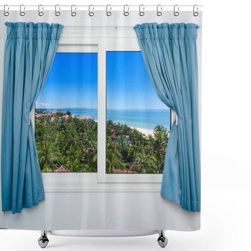 Personality  View From The Hotel Window Resort Tropics Sea Coast Shower Curtains