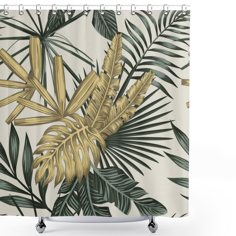 Personality  Tropical Palm Banana Leaves Seamless Pattern Shower Curtains