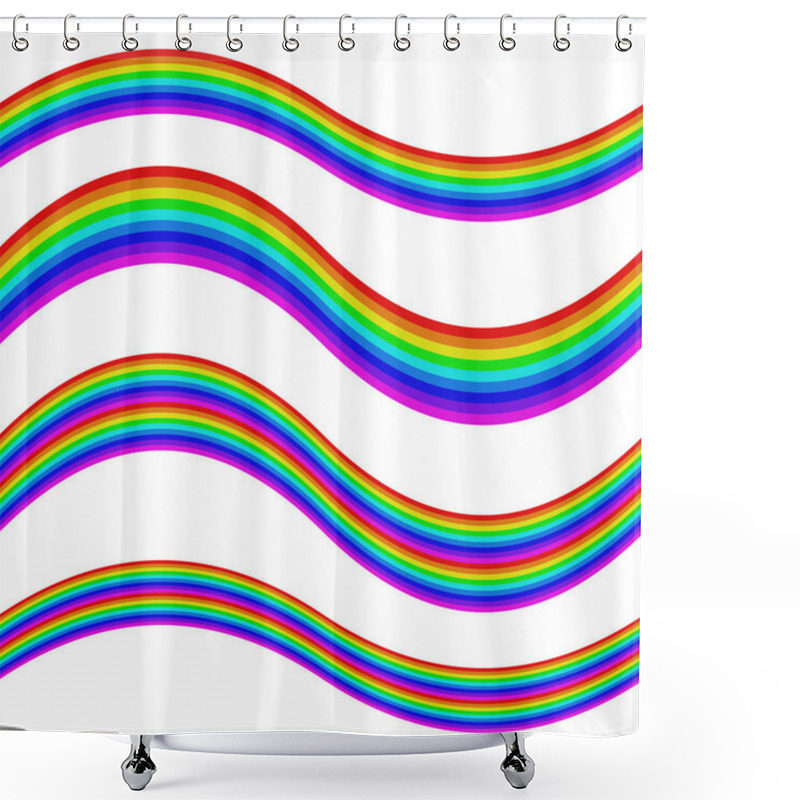 Personality  Graphic Element Set - Rainbow Striped Ribbons Shower Curtains