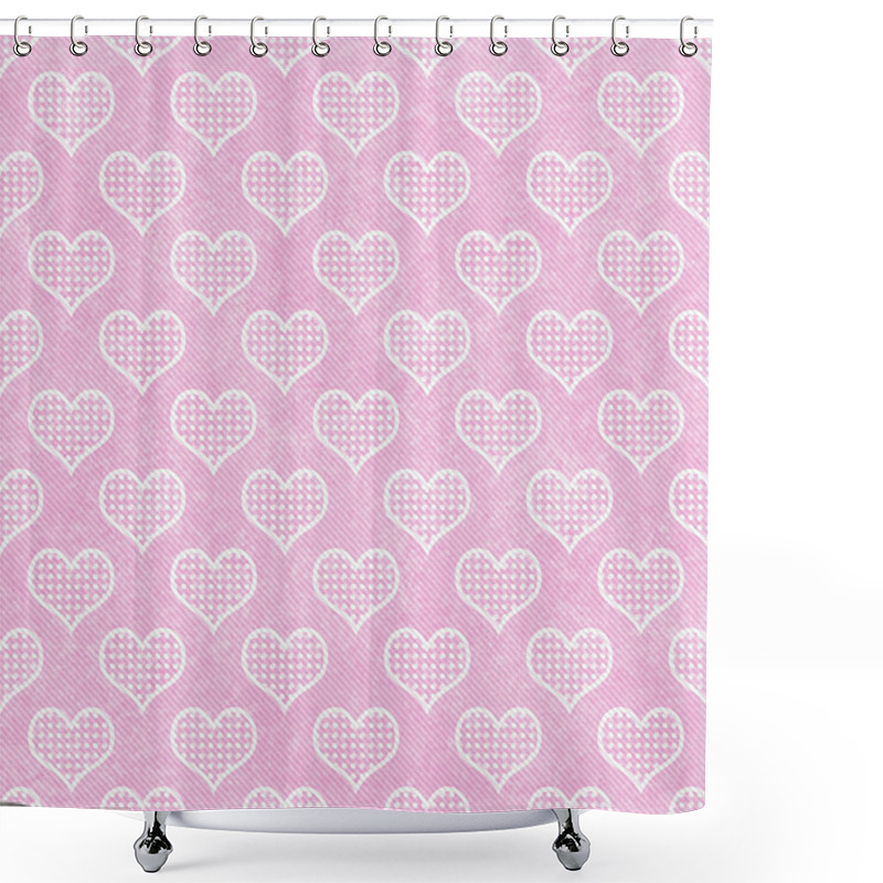 Personality  Pink And White Polka Dot Hearts Pattern Repeat Background Shower Curtains