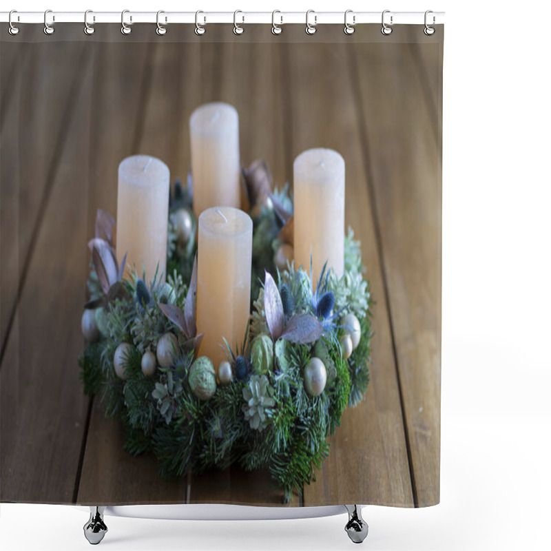 Personality  Advent Wreath On The Dining Table In The Festive Season In December. Shower Curtains