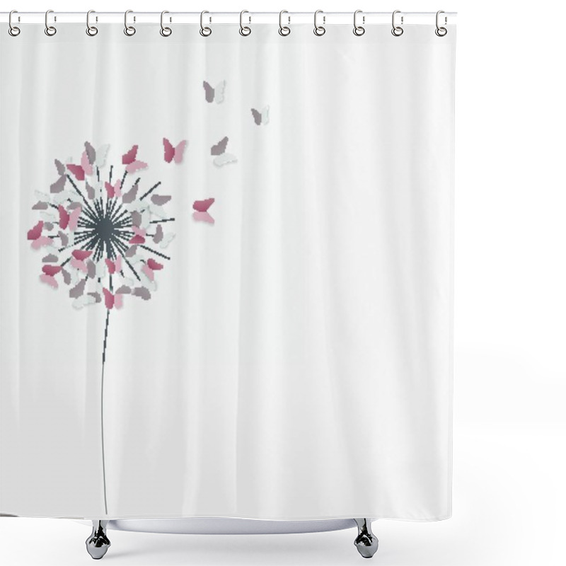 Personality  Abstract Paper Cut Out Butterfly Flower Background. Vector Illustration EPS10 Shower Curtains