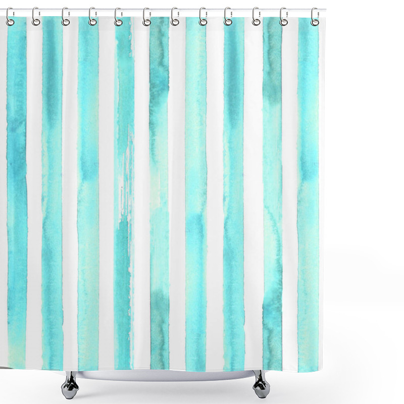 Personality  Turquoise Striped Seamless Pattern Shower Curtains