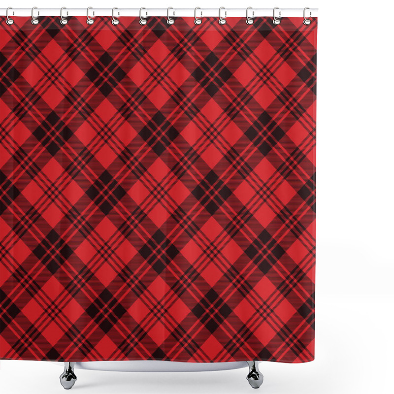 Personality  Tartan Seamless Pattern Background In  Black  And  Red  Color  Plaid.  Flannel Shirt Patterns. Trendy Tiles Vector Illustration For Wallpapers. Shower Curtains