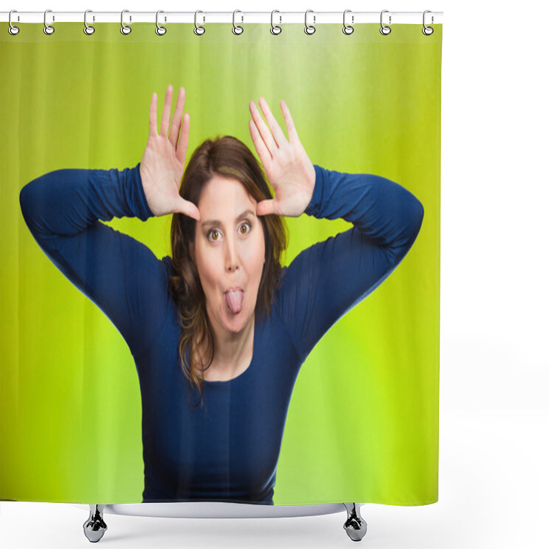 Personality  Childish Rude Bully Woman Sticking Tongue Out Shower Curtains