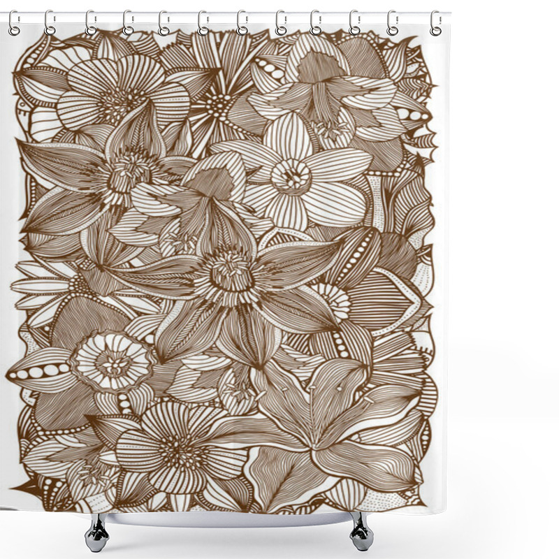 Personality  Floral Zentangle Vector Illustration Shower Curtains