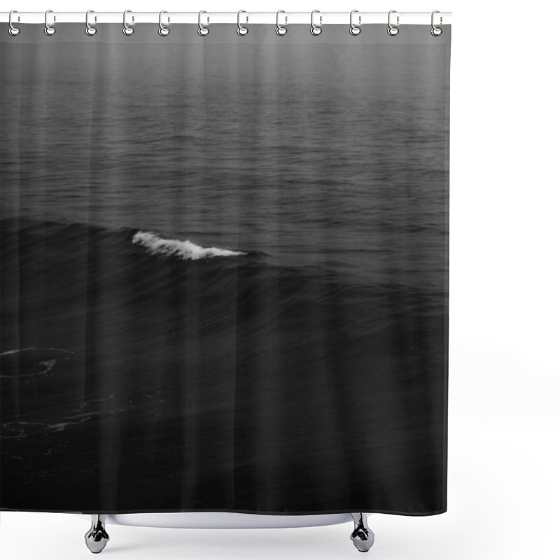 Personality  Serene Black And White Ocean Wave Captured In A Foggy Atmosphere. Shower Curtains