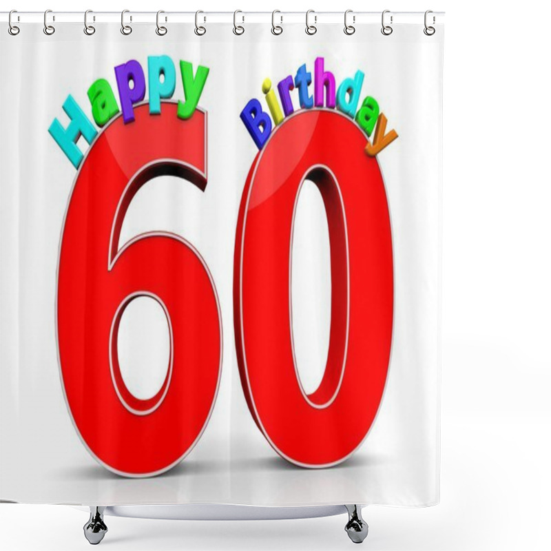 Personality  The Big Red Number 60 With Happy Birthday Shower Curtains