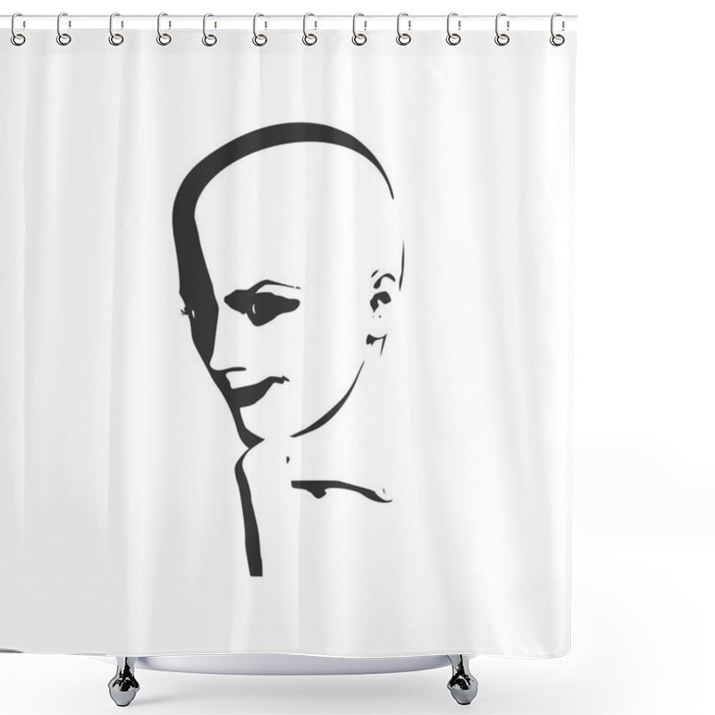 Personality  Silhouette Of A Female Head. Shower Curtains