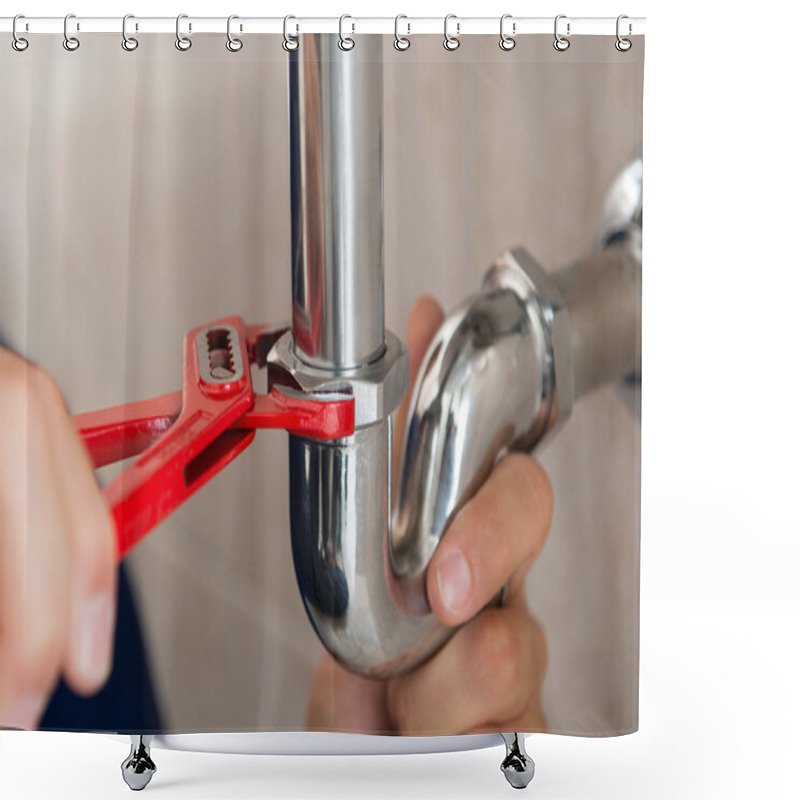 Personality  Plumber Fixing Pipe Shower Curtains