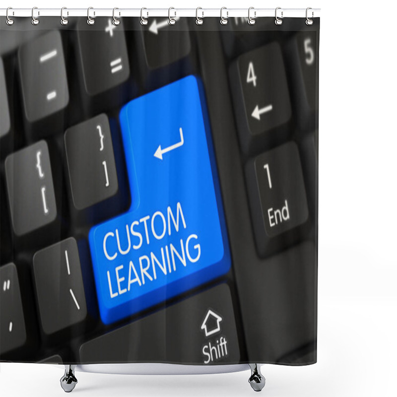 Personality  Blue Custom Learning Key On Keyboard. Shower Curtains