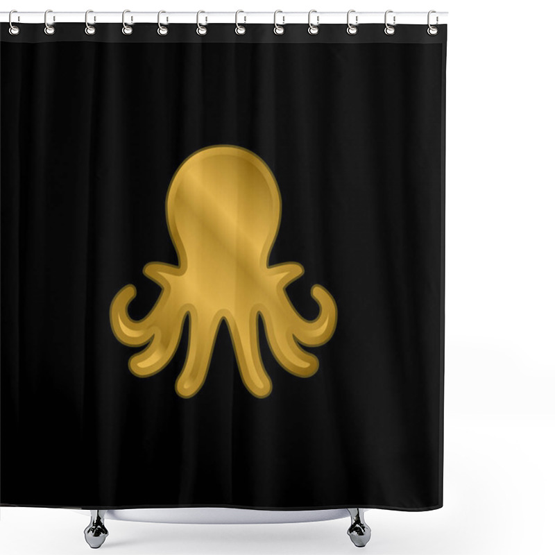 Personality  Aquarium Octopus Gold Plated Metalic Icon Or Logo Vector Shower Curtains