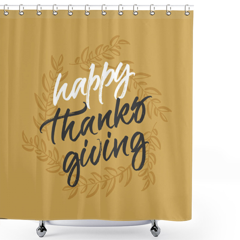 Personality  Happy Thanksgiving Greeting Card Shower Curtains