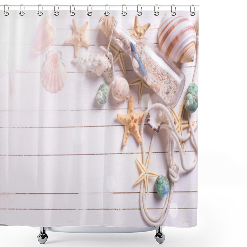 Personality  Marine Items On Wood Shower Curtains