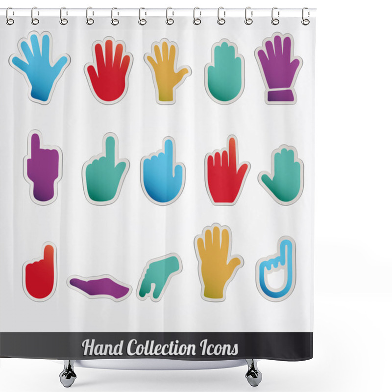 Personality  Human Hand Collection. Vector Icon Set Shower Curtains