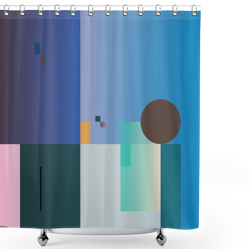 Personality  Modern Art Pattern Inspired By Bauhaus Design Made With Abstract Geometric Shapes And Bold Forms. Digital Graphics Elements For Poster, Cover, Art, Presentation, Prints, Fabric, Wallpaper And Etc. Shower Curtains