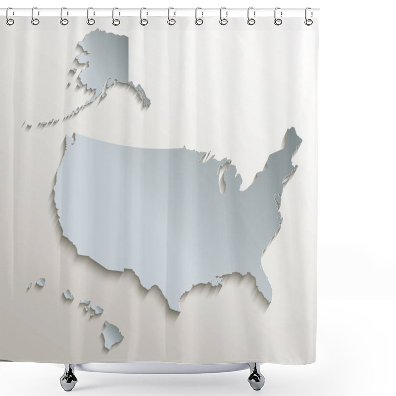 Personality  USA With Alaska And Hawaii Map White Blue Card Paper 3D Raster Shower Curtains