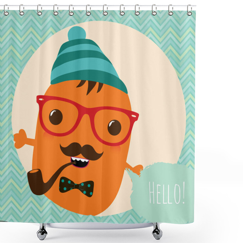 Personality  Hipster Retro Monster Card Design Shower Curtains