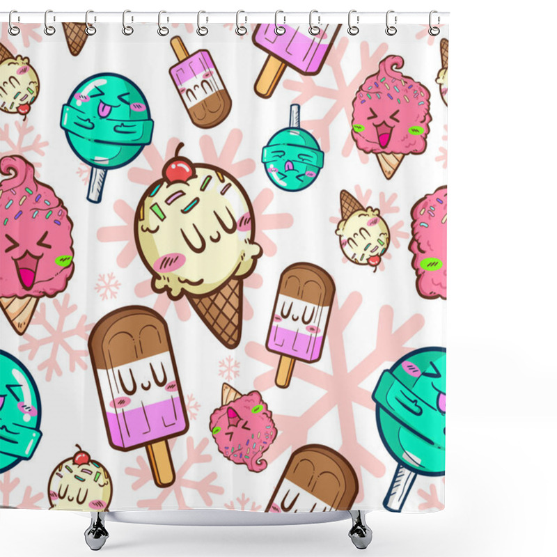 Personality  Cute Ice Cream Seamless Pattern Shower Curtains