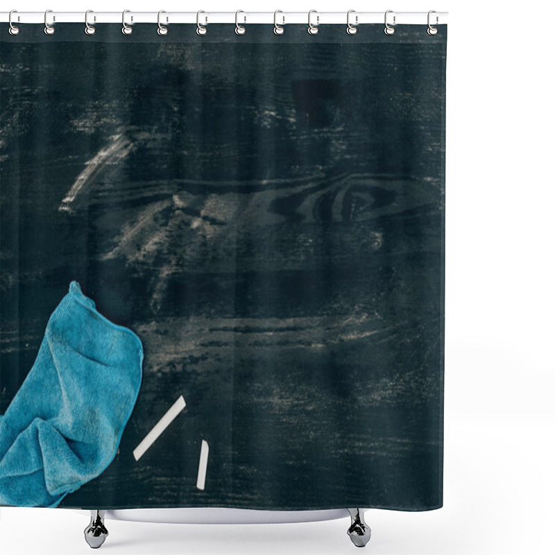 Personality  Top View Of Frame Of White Chalks On Wooden Background Shower Curtains