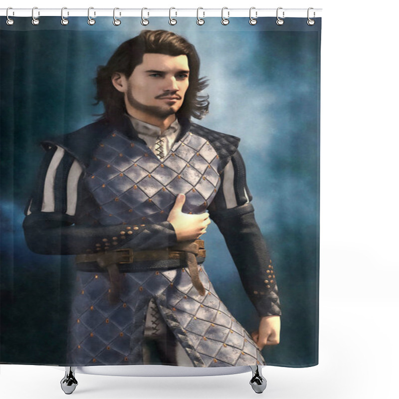 Personality  Painting Style Illustration Of A Handsome Medieval Nobleman. Particularly Suited To Historical Romance And Fantasy Design And Book Cover Art.  Shower Curtains