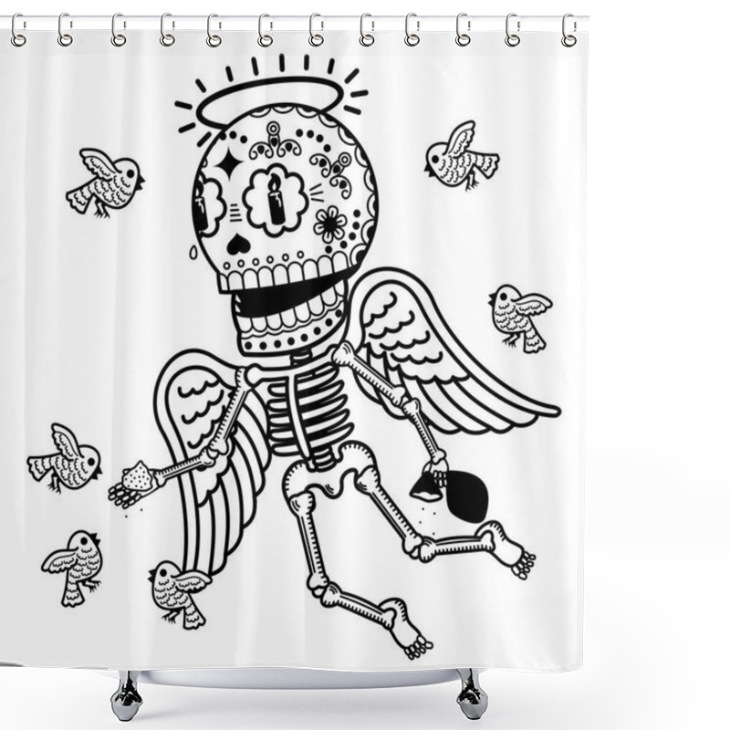 Personality  Vector Illustration Of Skeletons Shower Curtains