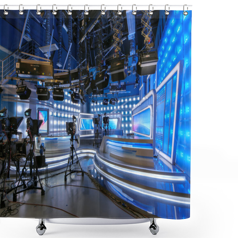 Personality  TV Studio Shooting For News Shower Curtains