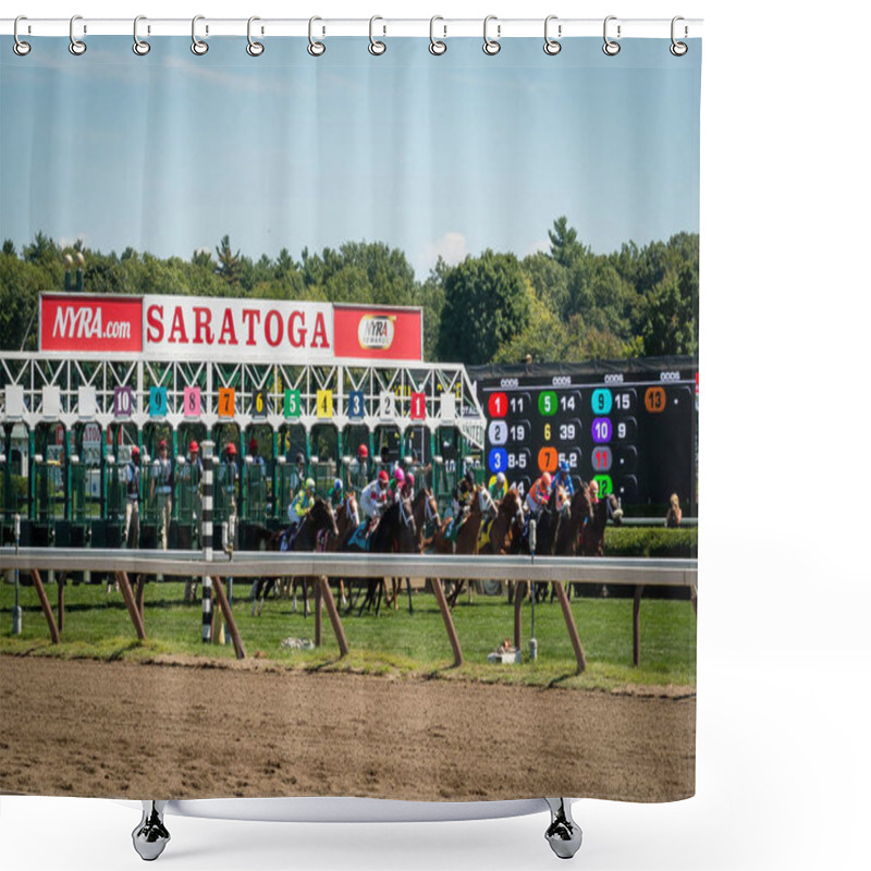 Personality  Saratoga Springs Horse Racing Shower Curtains