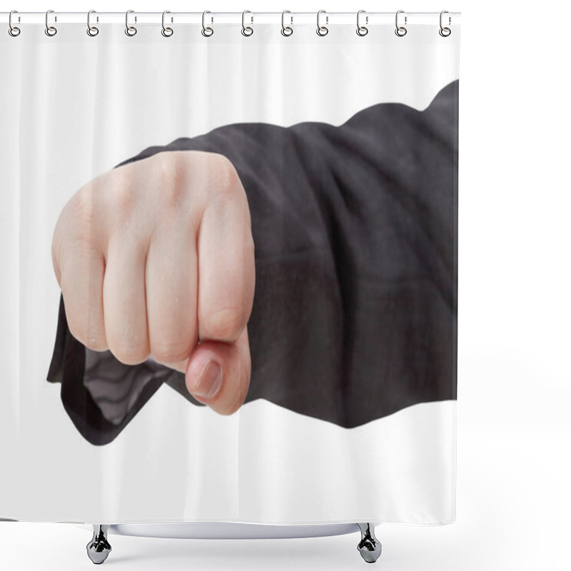 Personality  Front View Of Fist Punch - Hand Gesture Shower Curtains