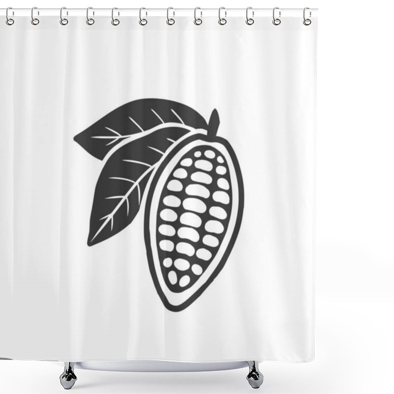 Personality  Cocoa Beans Black Symbol. Isolated On White. Shower Curtains