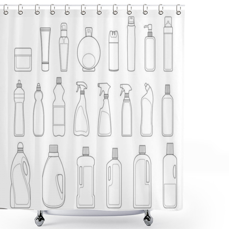 Personality  Detergents And Toiletries Bottles Icon Set Shower Curtains