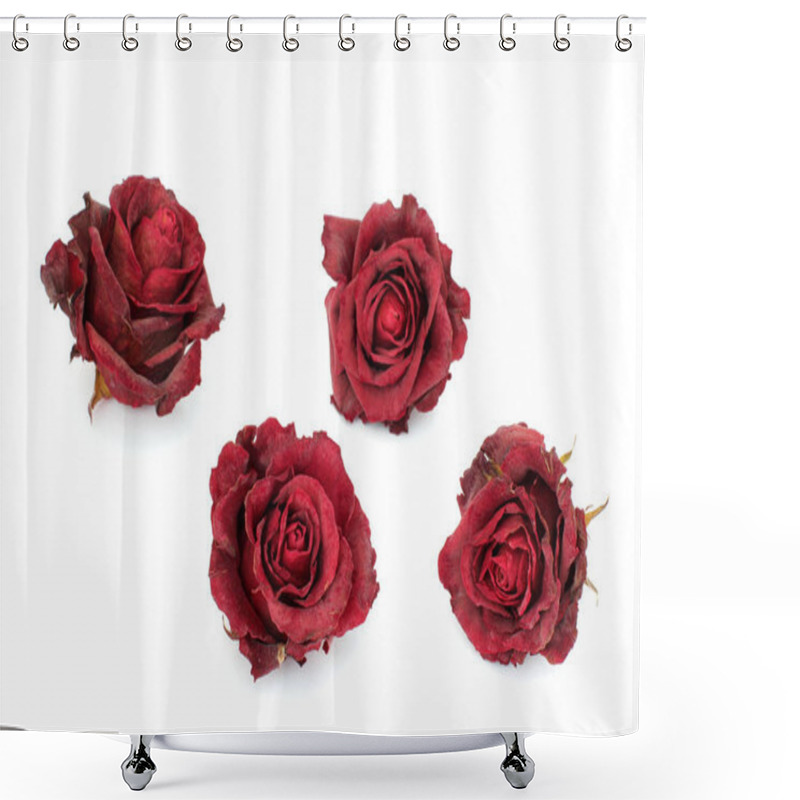 Personality  Dried Roses On A White Background Shower Curtains