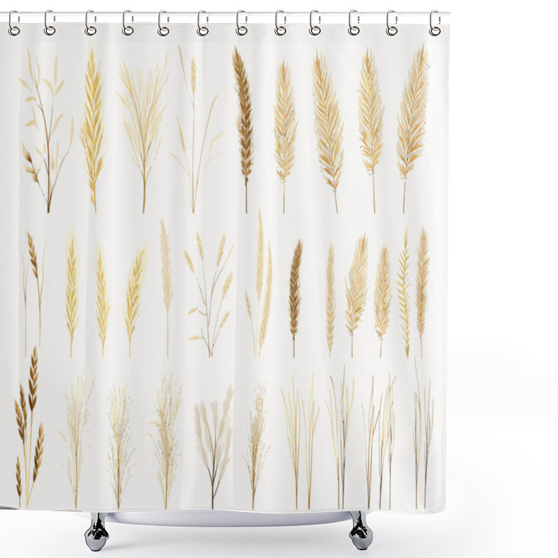 Personality  Dry Grass Set Vector Flat Minimalistic Isolated Vector Style Illustration Shower Curtains