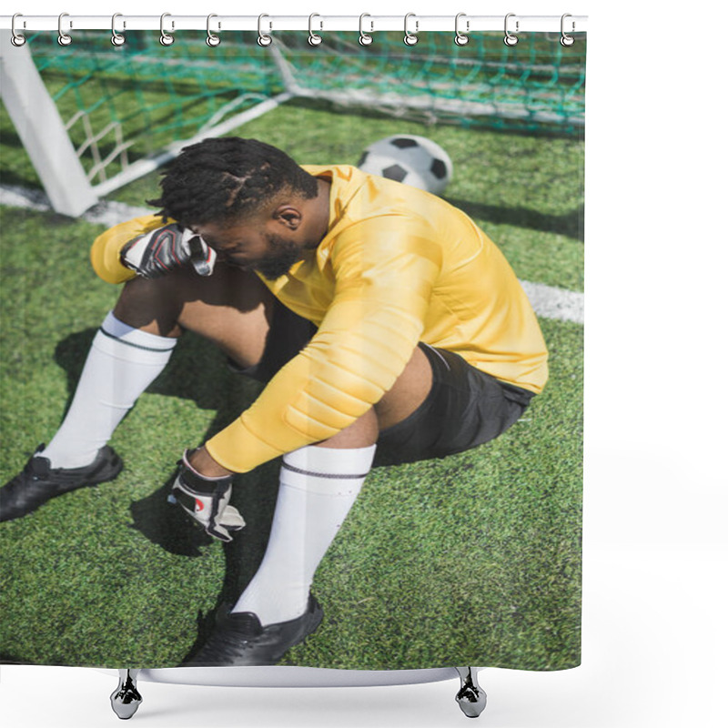 Personality  African American Goalkeeper At Pitch Shower Curtains