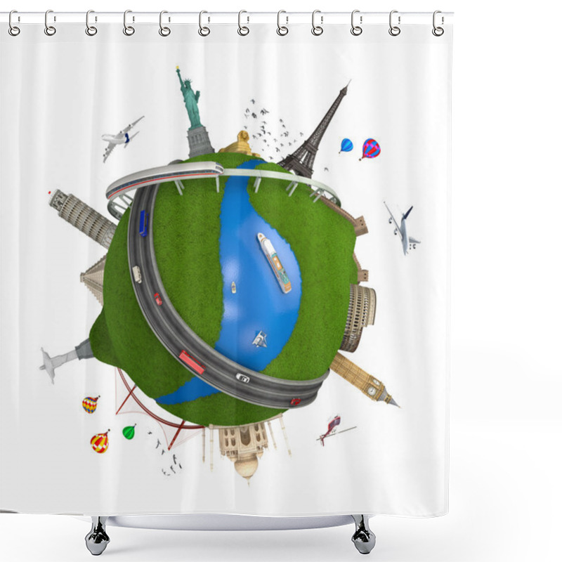 Personality  World Travel Globe Concept Shower Curtains