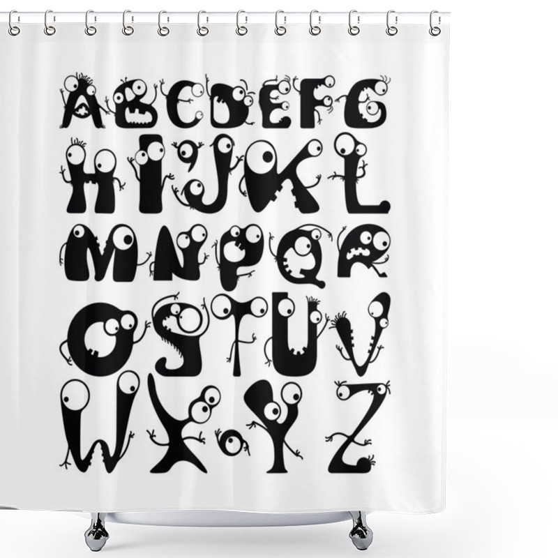 Personality  Alphabet With Funny Monsters Shower Curtains