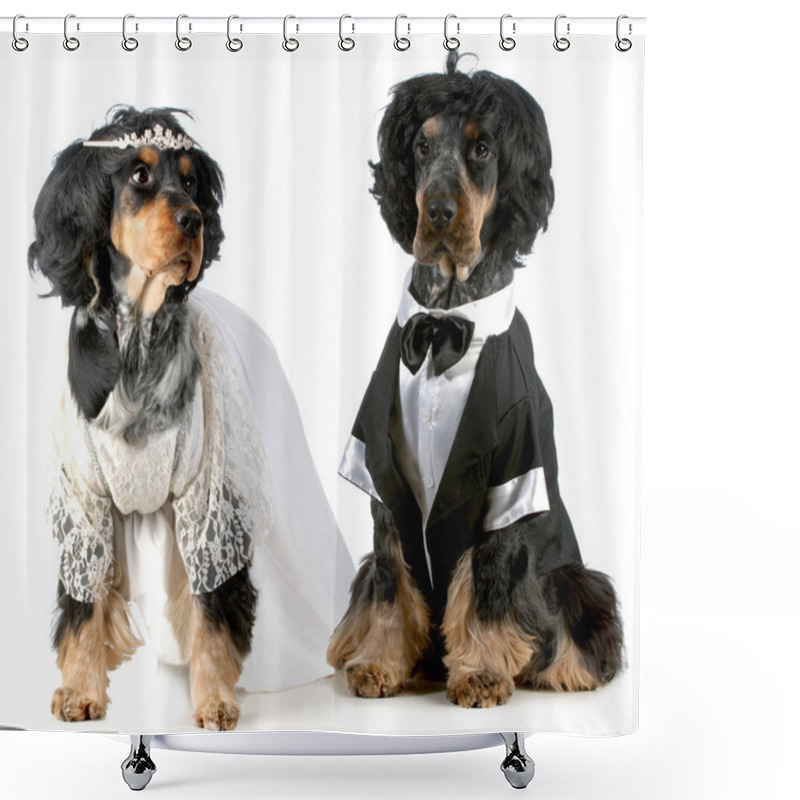 Personality  Dog Bride And Groom Shower Curtains