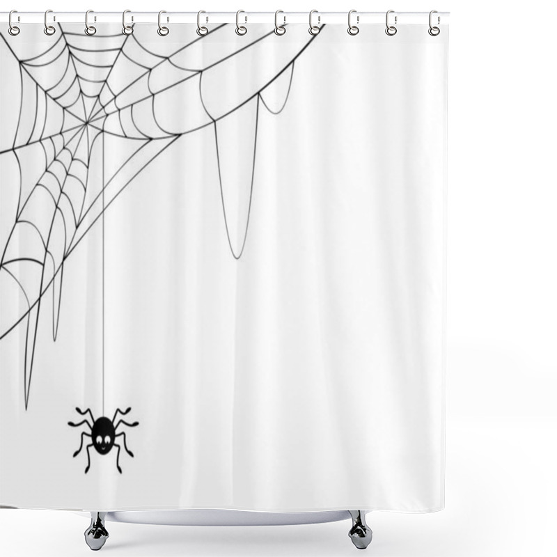 Personality  Silhouette Spiderweb And Spider At White Background. Shower Curtains