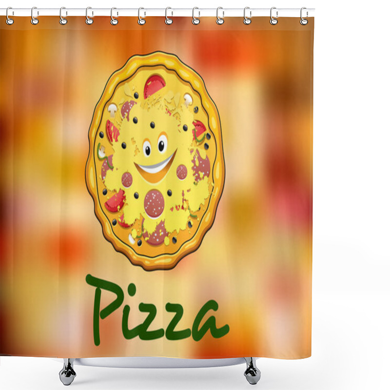 Personality  Full Round Cartoon Pizza Shower Curtains