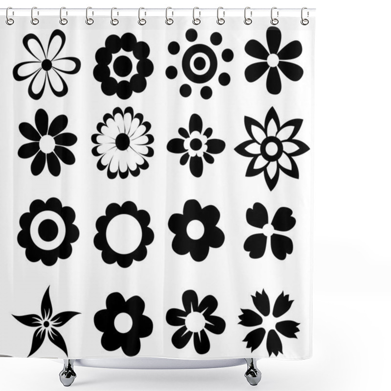 Personality  Silhouettes Of Simple Vector Flowers Shower Curtains