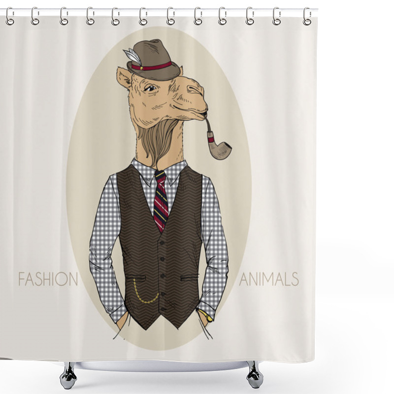 Personality  Hand Drawn Fashion Illustration Of Camel Shower Curtains