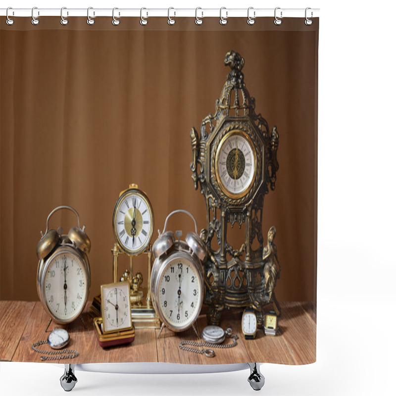 Personality  Old Clocks, Alarm Clocks And Handheld Clocks Shower Curtains