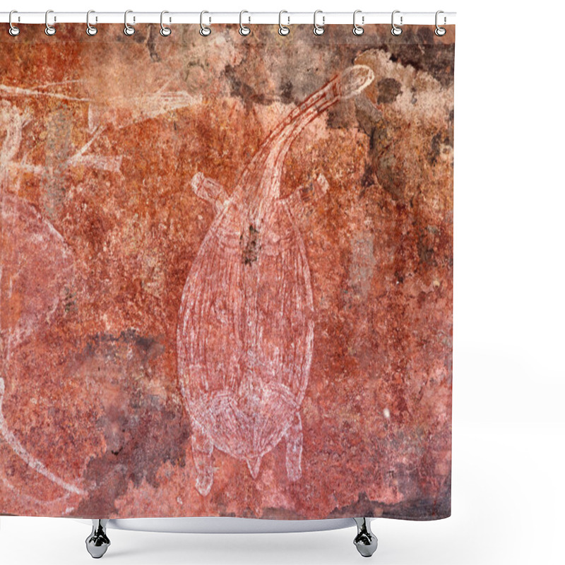 Personality  Aboriginal Rock Art Depicting A Turtle, Ubirr, Kakadu National Park, Northern Territory, Australia Shower Curtains