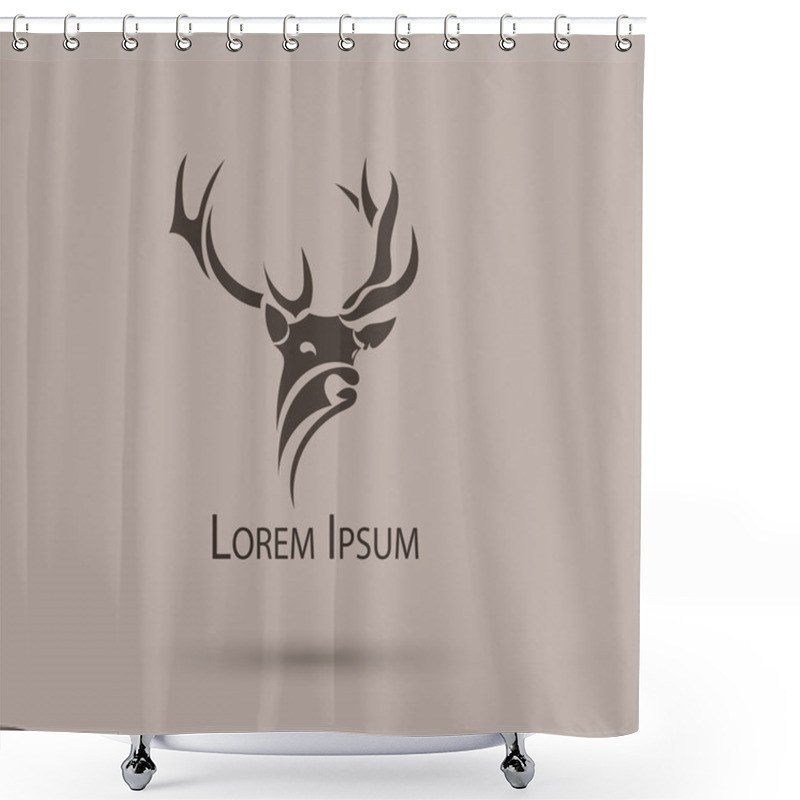 Personality  Vector Stylized Head Of A Deer. Abstract Art Logo Shower Curtains