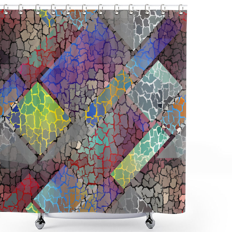 Personality  Geometric Pattern With Grunge Effect. Shower Curtains