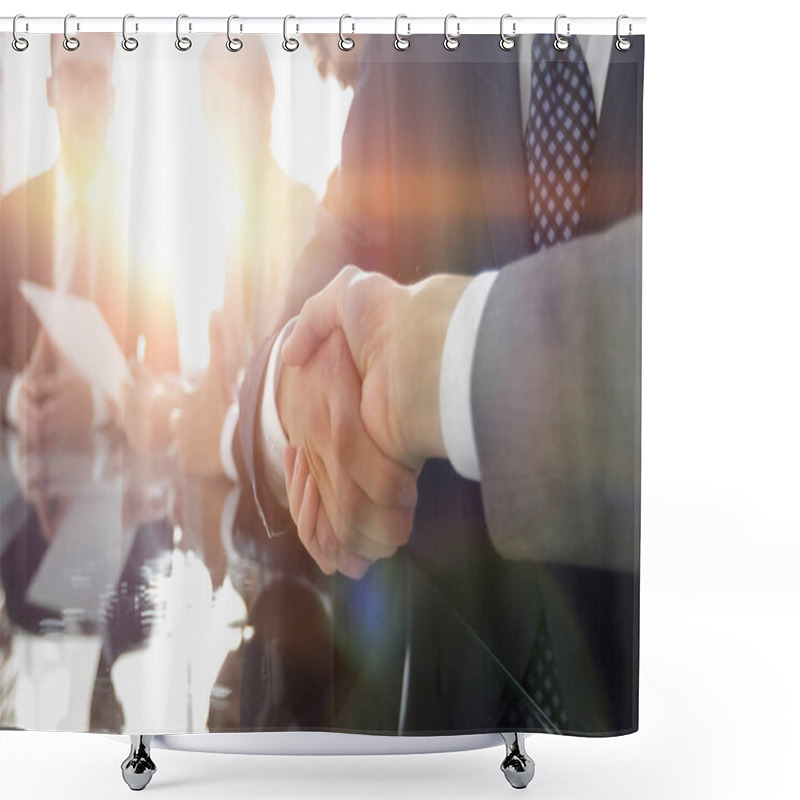 Personality  Handshake Of Business Partners In Conference Room Shower Curtains