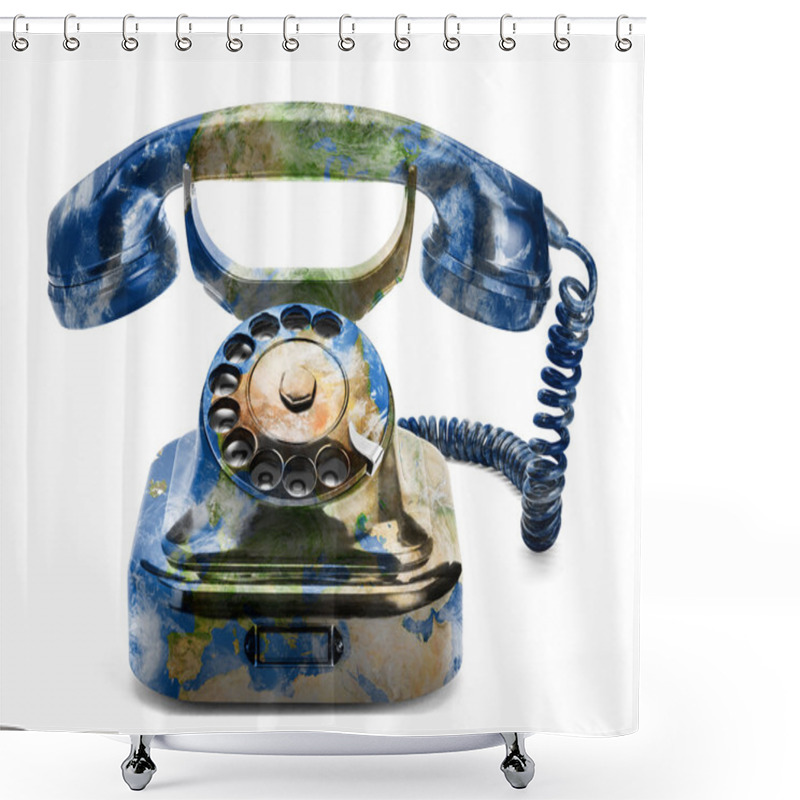 Personality  Phone With Rendered Earth Texture Shower Curtains