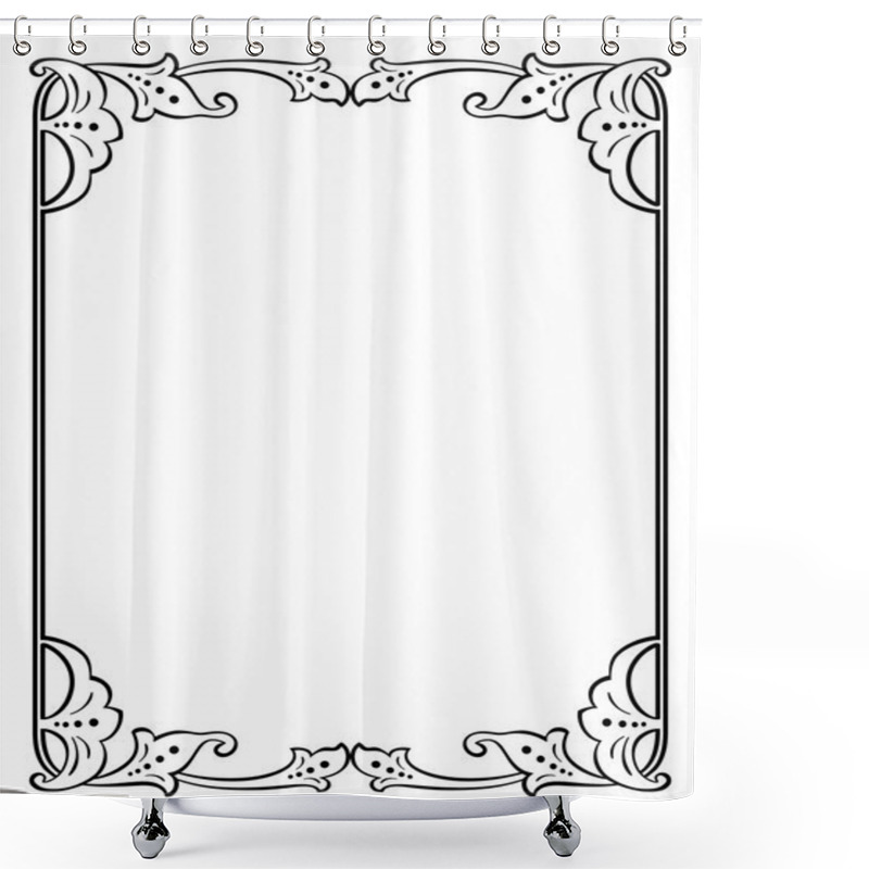 Personality  Calligraphy Penmanship Curly Baroque Frame Black Shower Curtains