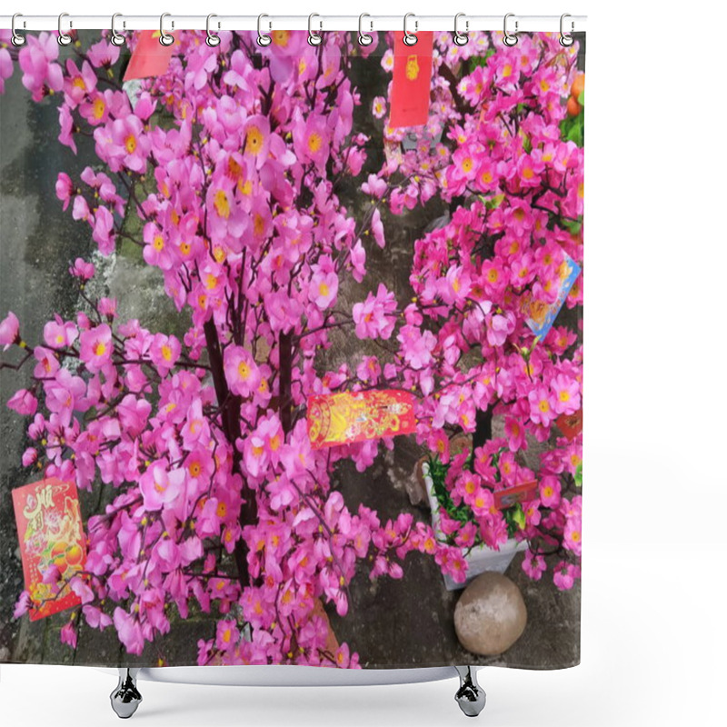 Personality  Glodok, West Jakarta, - January 16, 2020 : Chinese Sincia Angpao Meihua Sakura Lunar Tree Used For Chinese New Year Shower Curtains